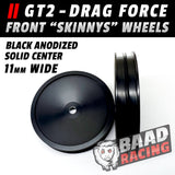 GT2 "SKINNYS" - Glue Type Front Wheels - SOLID CENTERS - Black