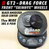 GT2 "SKINNYS" - Glue Type Front Wheels - SOLID CENTERS - Black