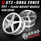 GT2 - Glue Type 3x3 Flush Mount - Rear Wheels - STAR CENTERS