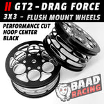 GT2 - Glue Type 3x3 Flush Mount - Rear Wheels - HOOP CENTERS - BLACK