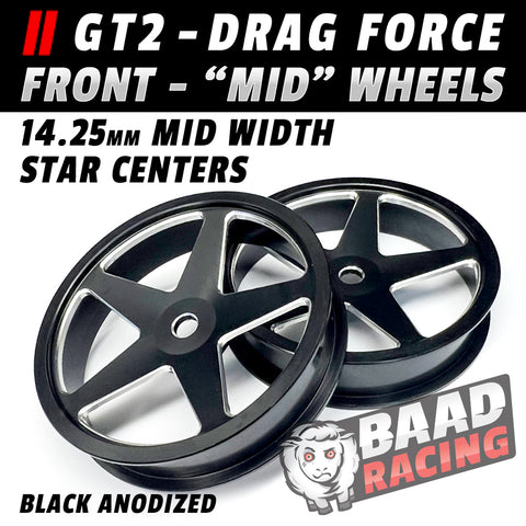 GT2 "MID" - Glue Type Drag Force - Front Wheels - Black - STARS