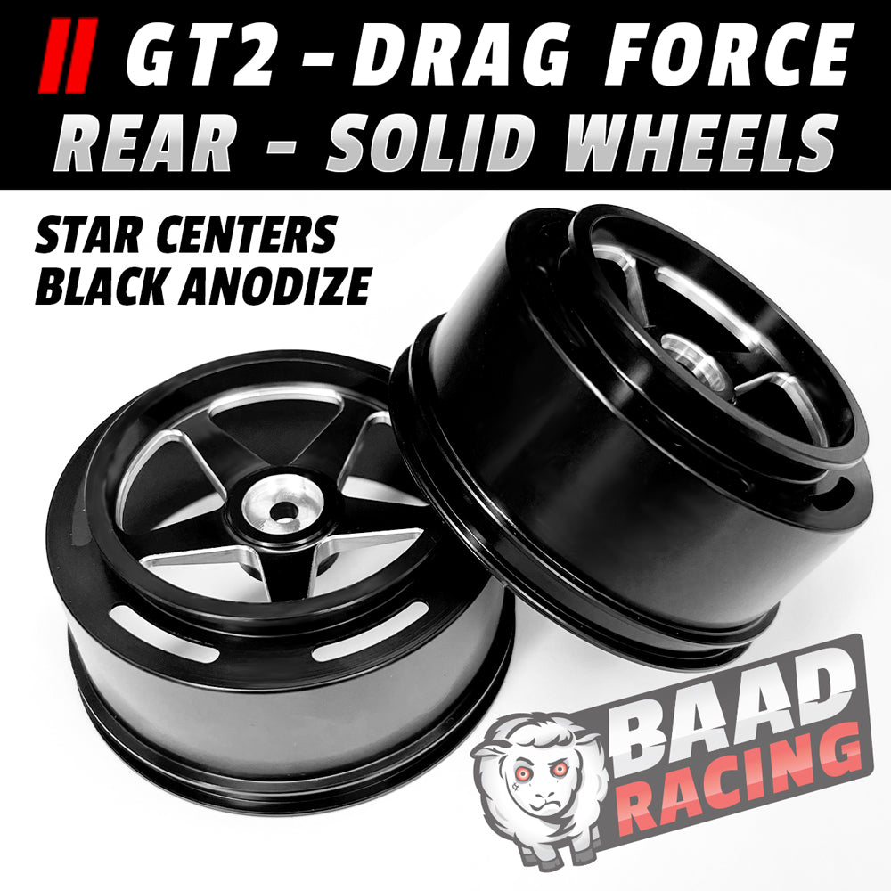 Drag Rear Wheels BAAD RACING | Glue Type - RC Drag Car - Billet Aluminum Rear Wheels