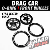 Drag Car: O-RING Front Wheels - Star Centers - BLACK
