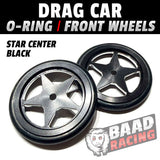 Drag Car: O-RING Front Wheels - Star Centers - BLACK