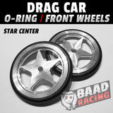 Drag Car: O-RING Front Wheels - Star Centers - BLACK