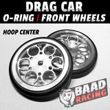 Drag Car: O-RING Front Wheels - Hoop Centers - BLACK