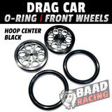 Drag Car: O-RING Front Wheels - Hoop Centers - BLACK