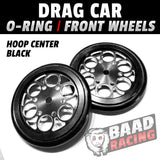 Drag Car: O-RING Front Wheels - Hoop Centers - BLACK