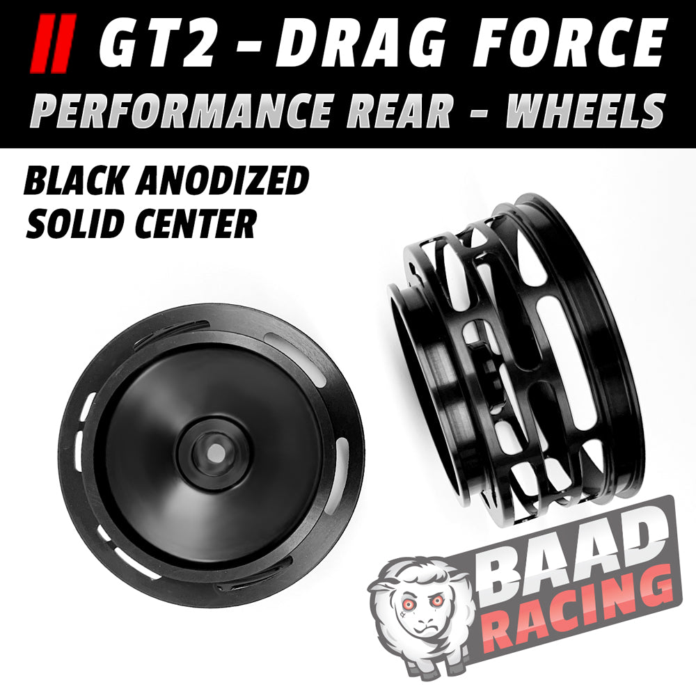 Solid Center Car Rims BAAD RACING | RC Car Performance Glue Type - Rear Wheels - BLACK Aluminum