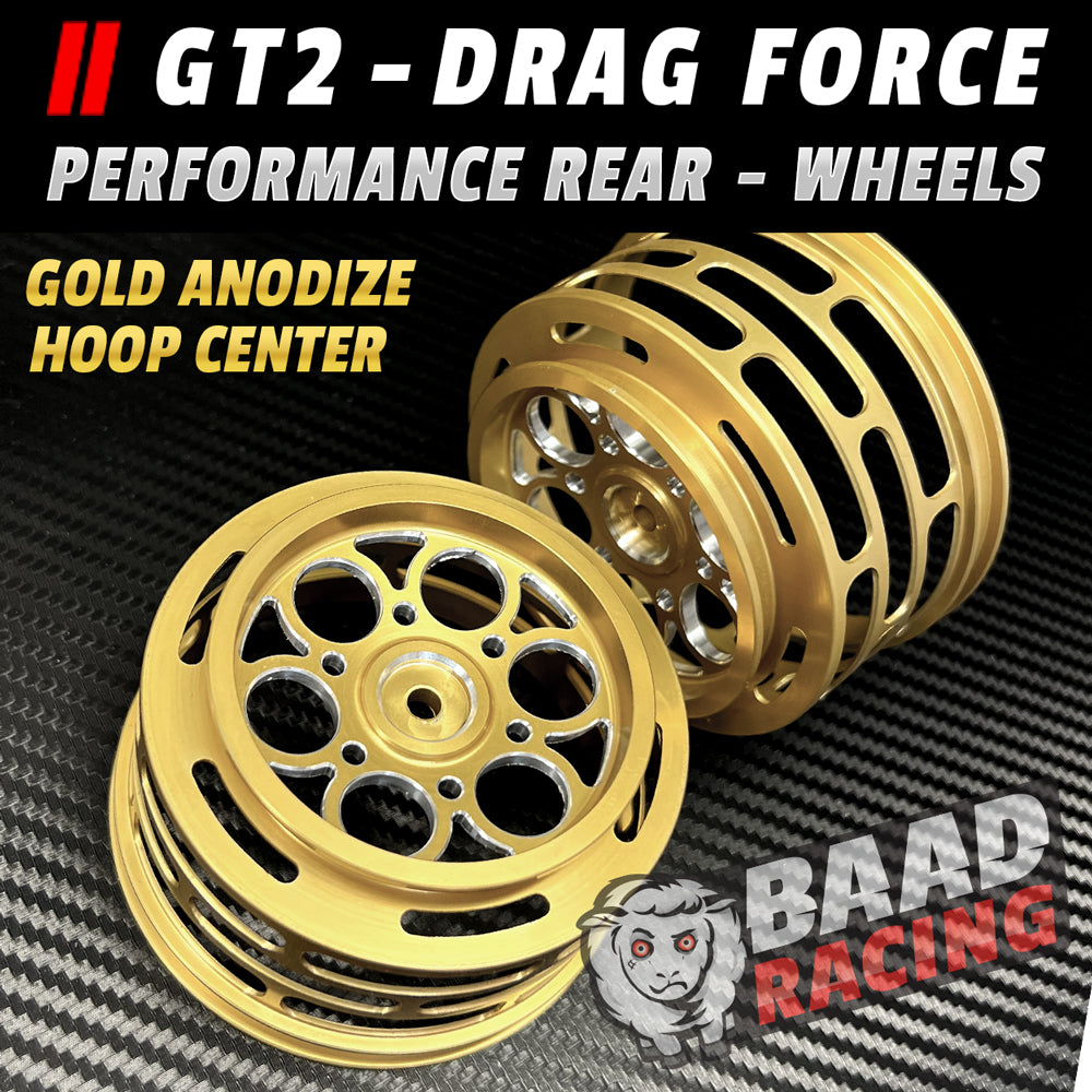 Drag Rear Wheels GT2 - Glue Type Drag Force - Rear Wheels - GOLD - HOOP CENTERS – BAAD ...