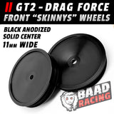 GT2 "SKINNYS" - Glue Type Front Wheels - SOLID CENTERS - Black