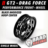 GT2 - Single - Glue Type Drag Force - Front Wheel - BLACK - HOOP CENTER