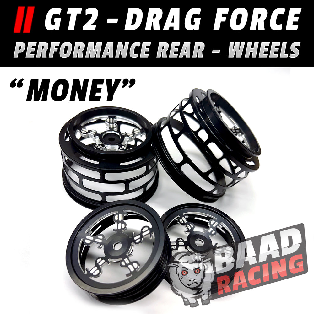 Drag Rear Wheels BAAD RACING | RC Performance Parts - Glue Type $MONEY$ Drag Wheels