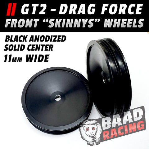 GT2 "SKINNYS" - Glue Type Front Wheels - SOLID CENTERS - Black