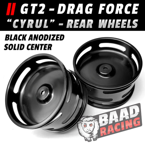 GT2 "CYRUL" - Glue Type Drag Force - Rear SOLID Wheels - Black