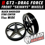 GT2 "SKINNYS" - Glue Type Front Wheels - STAR CENTERS - Black